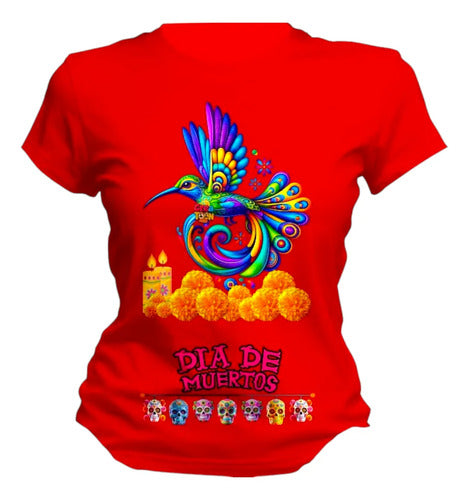 Playera Gatito Día De Muertos Alebrije Halloween Colibri