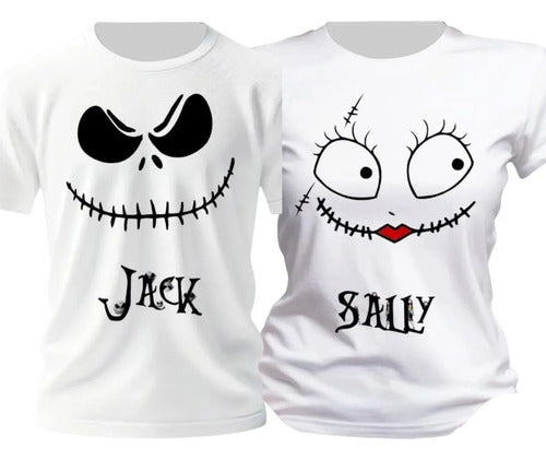 Playeras Duo Sally Jack Caras Pareja Dia De Muertos