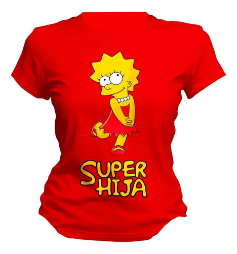 Playera Lisa Marge Simpson Super Mama Hija Colores