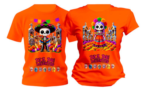 Duo Playeras Conjunto Dia De Muertos Halloween Catrin Duo