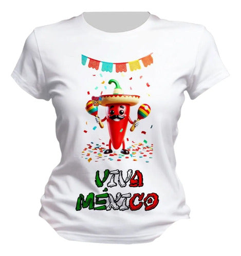 Playera Mexicana Para 15 De Septiembre Chile Y Cactus Chile