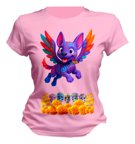 Playera Xoloitzcuintle Alebrije Dia De Muertos