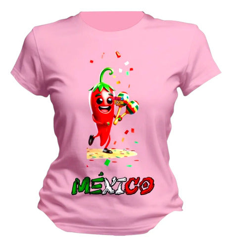 Playera Mexicana Para 15 De Septiembre Chile Y Cactus Chile