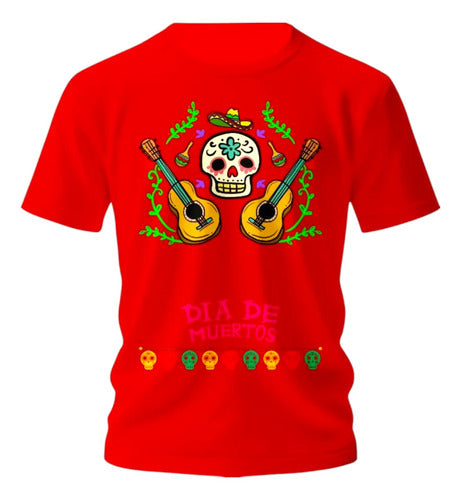 Playera Dia De Muertos Calavera Guitarras Calavera Guitarras