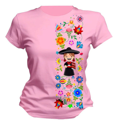Playera Mexicana 15 De Septiembre Tematica Mariachi Mujer