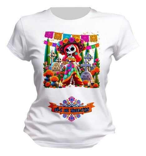 Playera Esqueleto Catrina Dia De Muertos Halloween Catrina