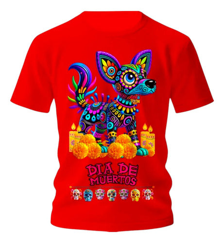 Playera Xoloitzcuintle Día De Muertos Alebrije Calaveras