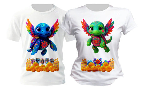 Dúo Playeras Alebrijes Día De Muertos Halloween Tortuga Duo