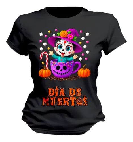 Playera Día De Muertos Jack Taza Dulces Halloween