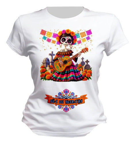 Playera Musico Dia De Muertos Calavera Catrin Y Catrina