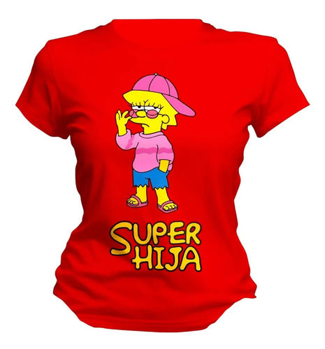 Playera Lisa Marge Simpson Super Mama Hija Colores
