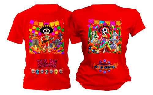 Playera Duo Dia De Muertos Catrines Flores Pareja Conjunto