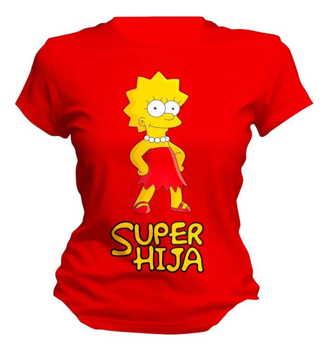 Playera Lisa Marge Simpson Super Mama Hija Colores