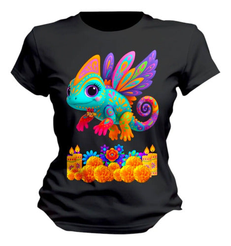 Playera Camaleon Alebrije Dia De Muertos Personaliza