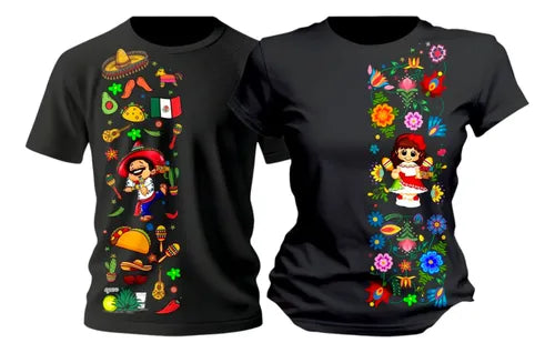 Duo Playeras Conjunto Pareja Tematica 15 Septiembre Mexico