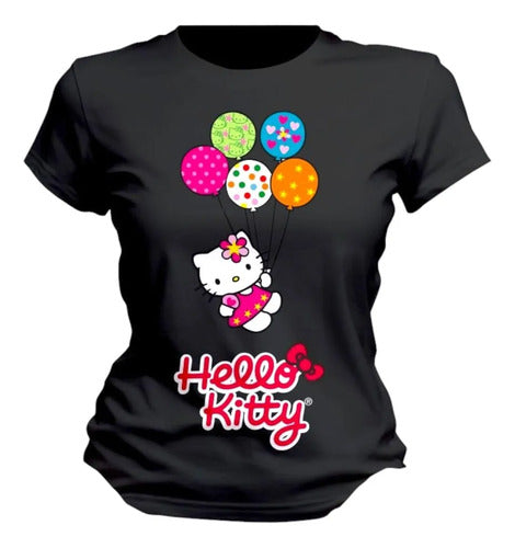 Playera Hello Kitty Fiesta Globos Personaliza Feliz