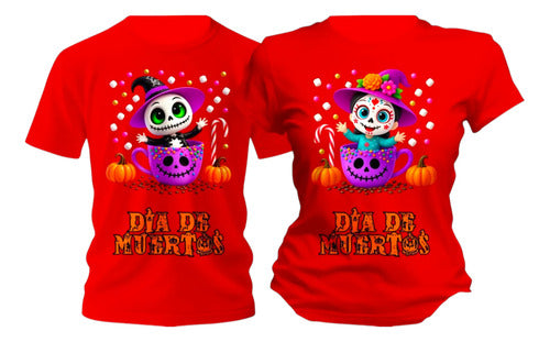 Dúo De Playeras Jack Tazas De Dulces Día De Muertos Duo