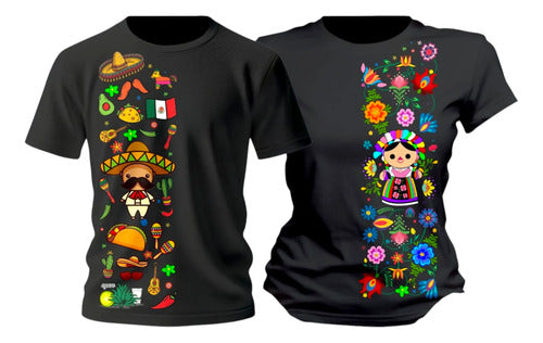 Duo Playeras Conjunto Pareja Tematica 15 Septiembre Mexico