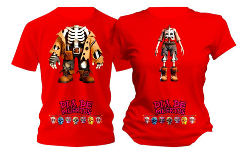 Duo Playera Dia De Muertos Traje Esqueletos Conjunto Pareja