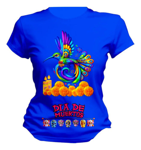 Playera Gatito Día De Muertos Alebrije Halloween Colibri