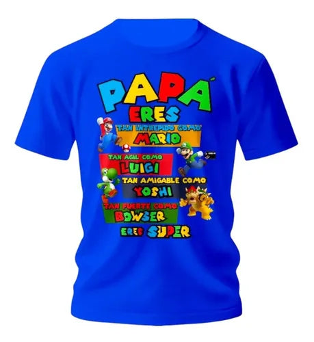 Playera Dia Del Padre Mario Bros Yoshi Papa Hijo Personaliza