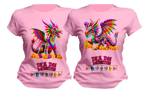 Dúo Playeras Día De Muertos Dragón Japoné Personaliza Duo