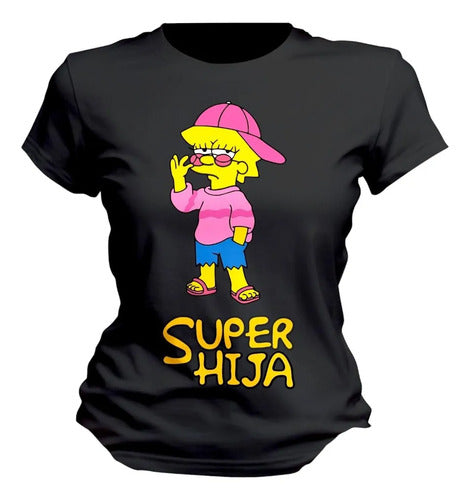 Playera Lisa Marge Simpson Super Mama Hija Colores
