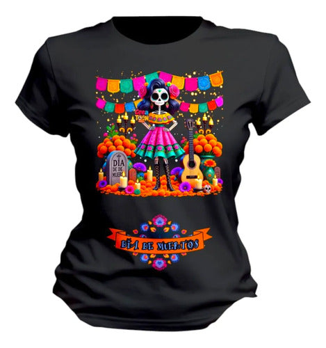 Playera Dia De Muertos Ofrenda Catrines Personaliza Catrina
