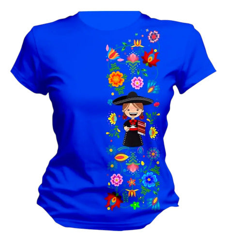 Playera Mexicana 15 De Septiembre Tematica Mariachi Mujer