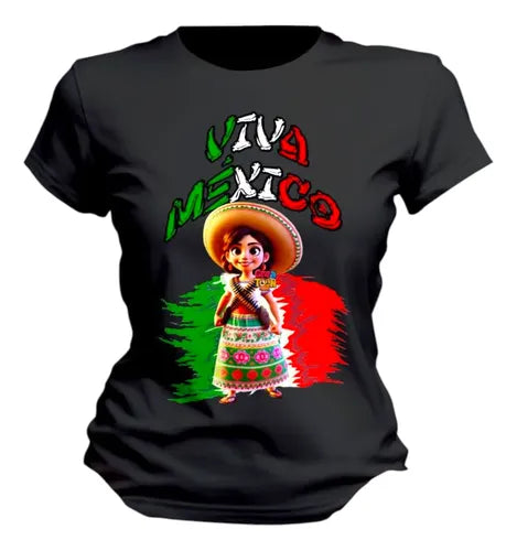 Playera Charro Charra Viva Mexico Bandera Fiestas Charra