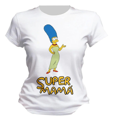 Playera Lisa Marge Simpson Super Mama Hija Colores