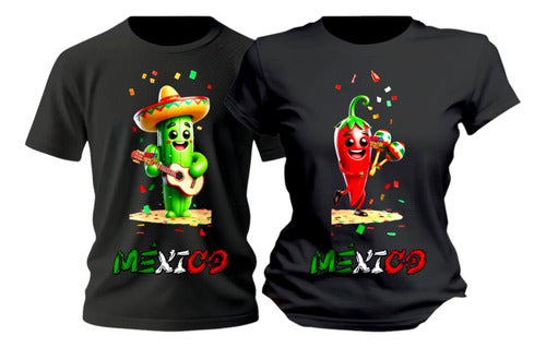 Duo Playera Chile Cactus Fiesta 15 De Septiembre Fiestas