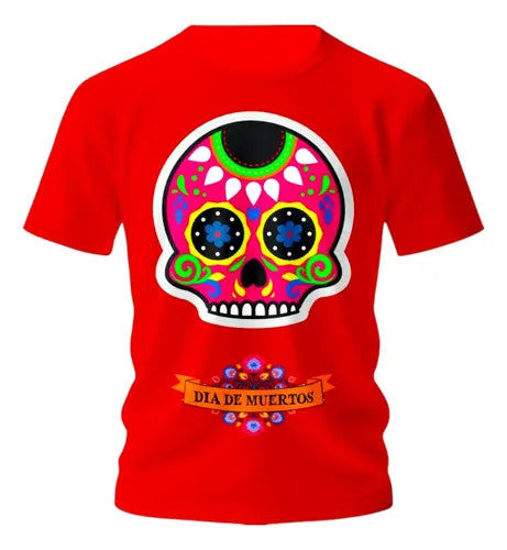 Playera Dia De Muertos Calaverita Todas Las Tallas Craneo