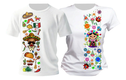 Duo Playeras Conjunto Pareja Tematica 15 Septiembre Mexico