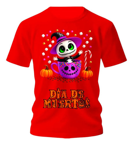 Playera Día De Muertos Jack Taza Dulces Halloween Jack Taza