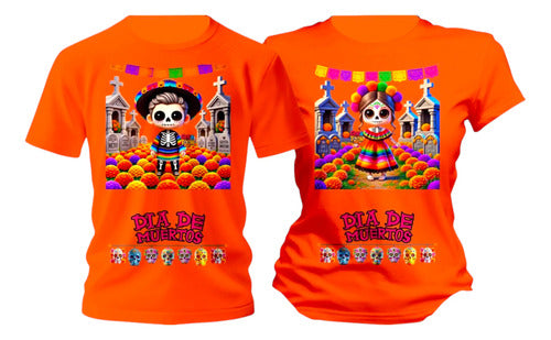 Duo Playera Calaverita Dia De Muertos Tematica Duo