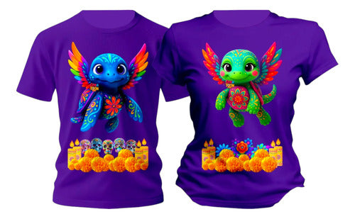 Dúo Playeras Alebrijes Día De Muertos Halloween Tortuga Duo