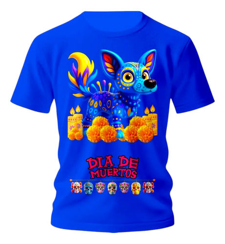 Playera Alebrije Perro Colores Día De Muertos Personalizada