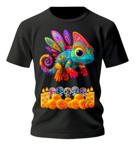 Playera Camaleon Alebrije Dia De Muertos Personaliza