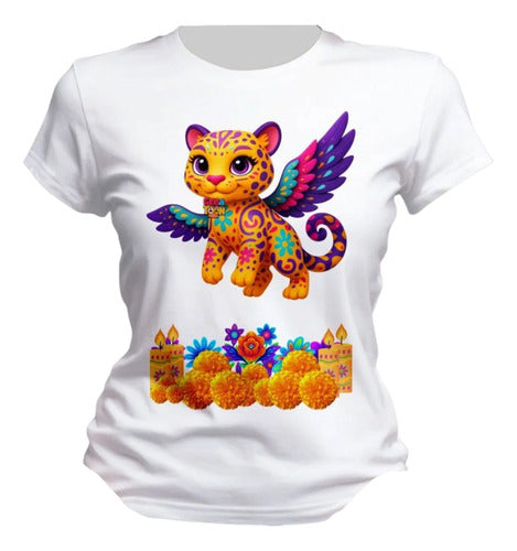 Playera Alebrije Leopardo Dia De Muertos Halloween Leopardo
