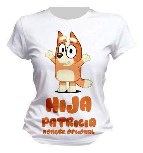 Playera Bluey Bingo Mamá Papá Hijo Personalizada Hija