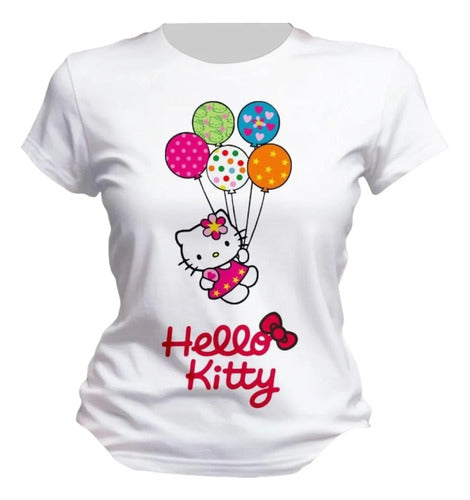 Playera Hello Kitty Fiesta Globos Personaliza Feliz