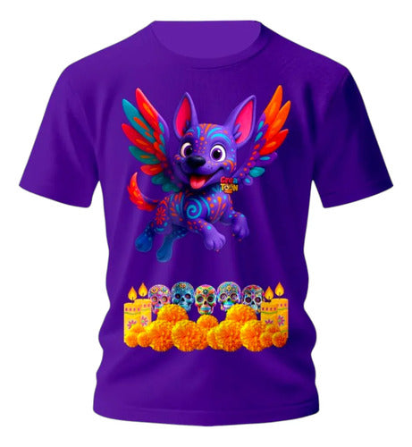 Playera Xoloitzcuintle Alebrije Dia De Muertos
