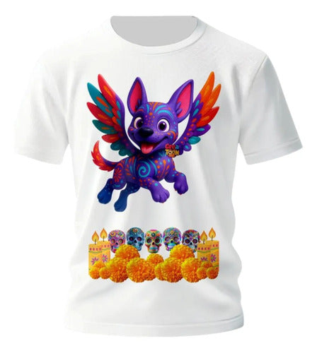 Playera Xoloitzcuintle Alebrije Dia De Muertos