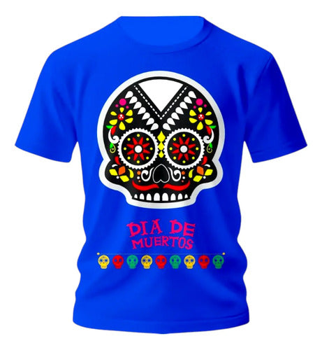 Playera Dia De Muertos Calaverita Con Flores Craneo