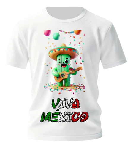Playera Mexicana Para 15 De Septiembre Chile Y Cactus