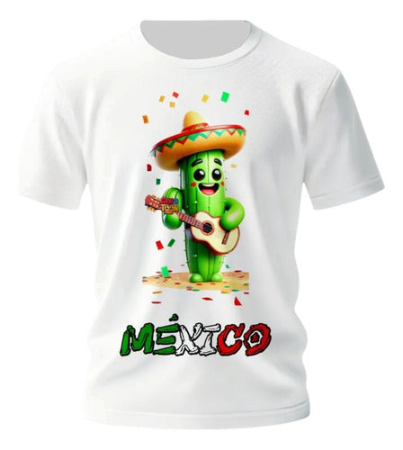Playera Mexicana Para 15 De Septiembre Chile Y Cactus