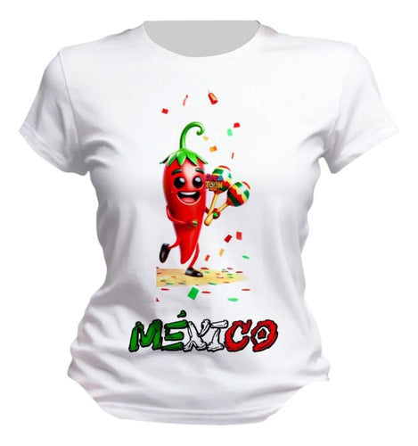 Playera Mexicana Para 15 De Septiembre Chile Y Cactus Chile