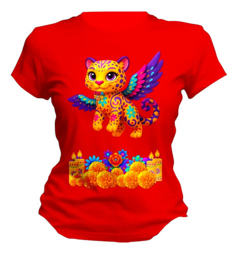 Playera Alebrije Leopardo Dia De Muertos Halloween Leopardo