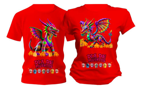 Dúo Playeras Día De Muertos Dragón Japoné Personaliza Duo